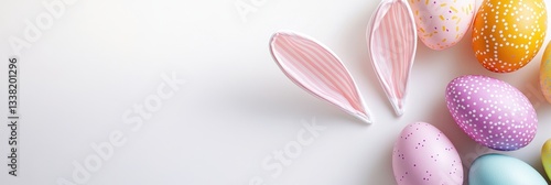 Easter Eggs And Bunny Ears Festive Minimal Background