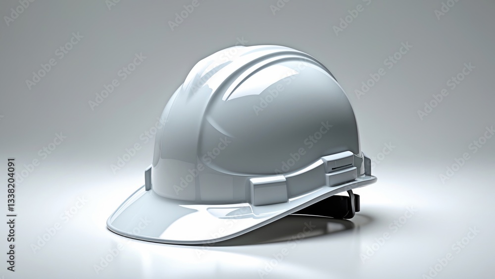 Fototapeta premium Front view of a new white safety helmet isolated on a plain background. Clipping path.