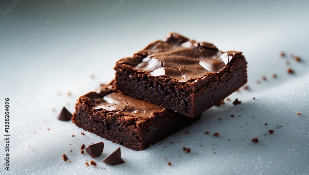 Chocolate brownies on a white background. Tasty homemade dessert. Chocolate brownies on a white background. Tasty homemade dessert.