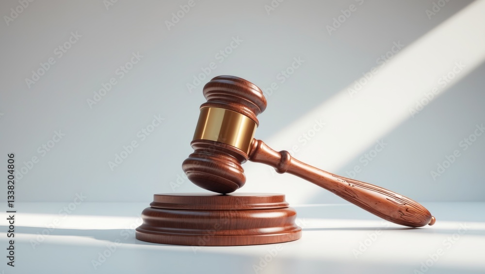 Obraz premium Gavel and sound block on a plain background.