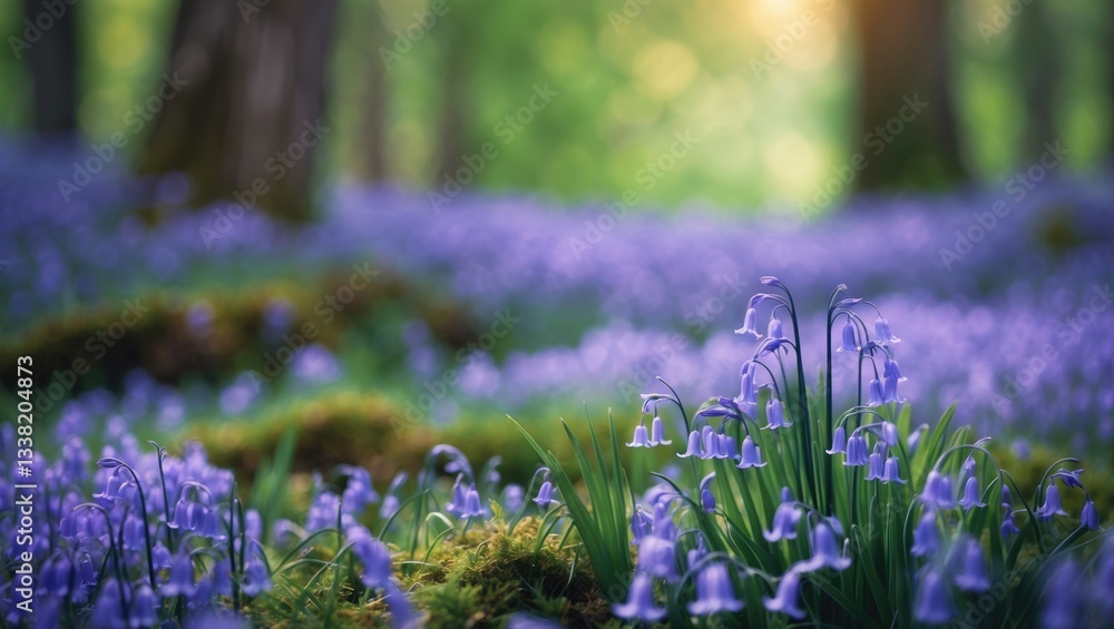 Obraz premium Spanish bluebell (Hyacinthoides hispanica) blooms