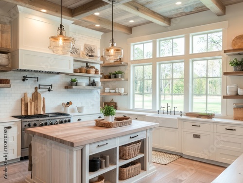 Wallpaper Mural A bright and open kitchen interior featuring natural wood accents Torontodigital.ca