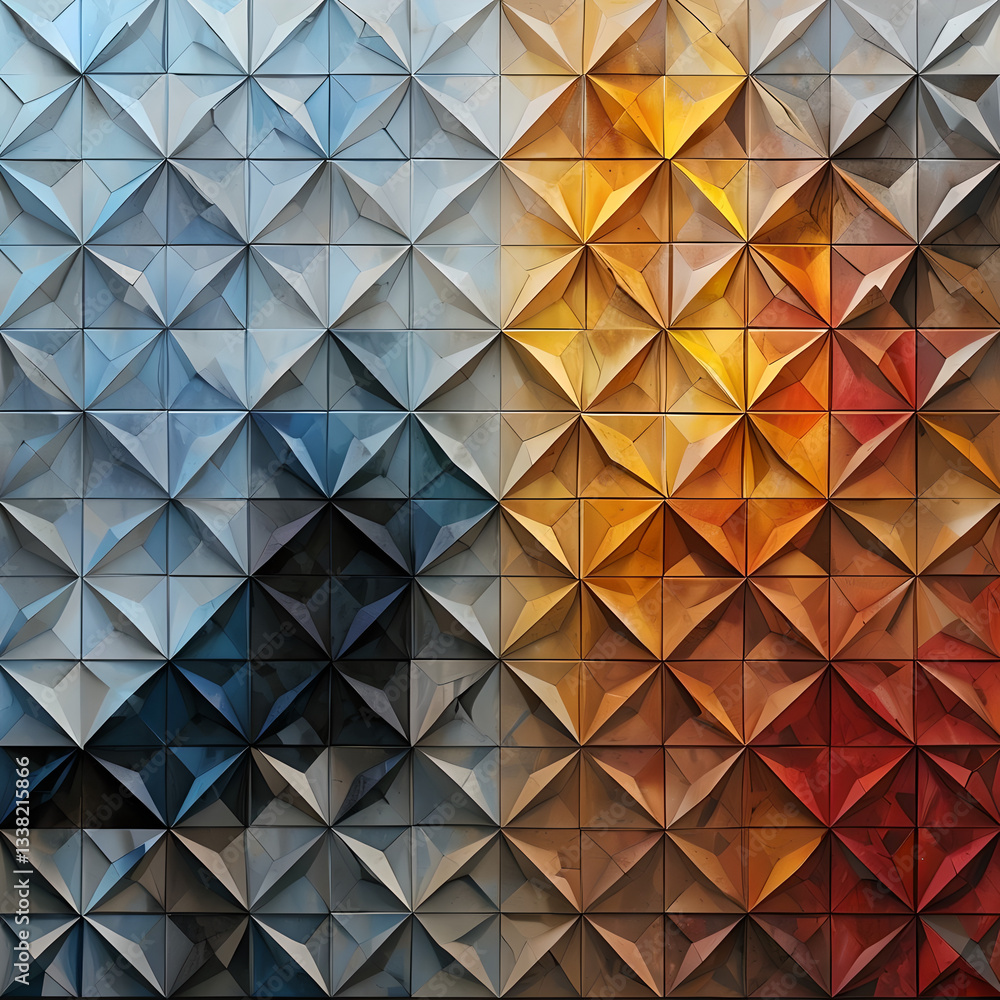 Geometric Pattern With Gradient Colors And Triangular Tiles Geometric Pattern With Gradient Colors And Triangular Tiles