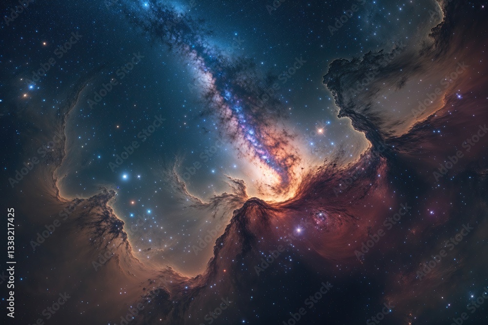 Fototapeta premium Majestic Celestial Tapestry of Nebulae and Galaxies Under Dark Skies