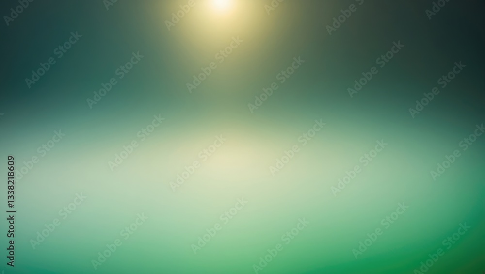 Obraz premium White and green blurred gradient on a dark, grainy background with a glowing light spot and space for text.
