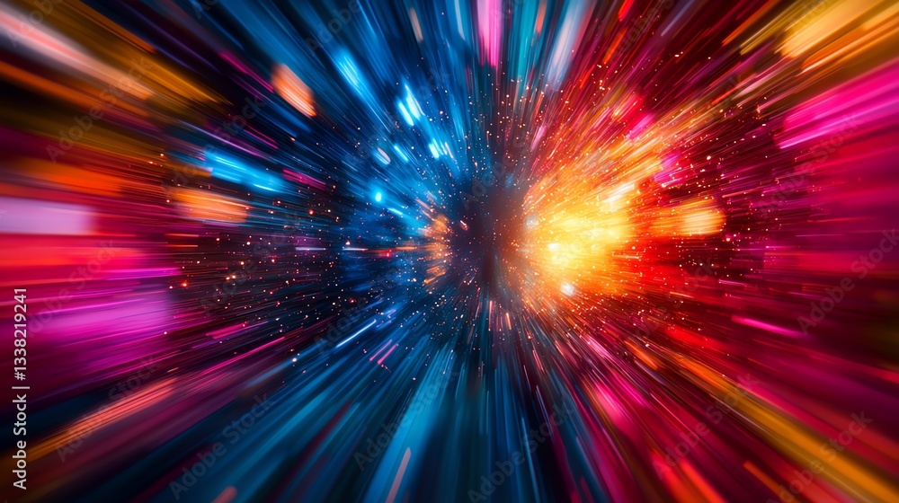Abstract Light Burst with Colorful Rays Creating a Dynamic Energy Flow Abstract Light Burst with Colorful Rays Creating a Dynamic Energy Flow