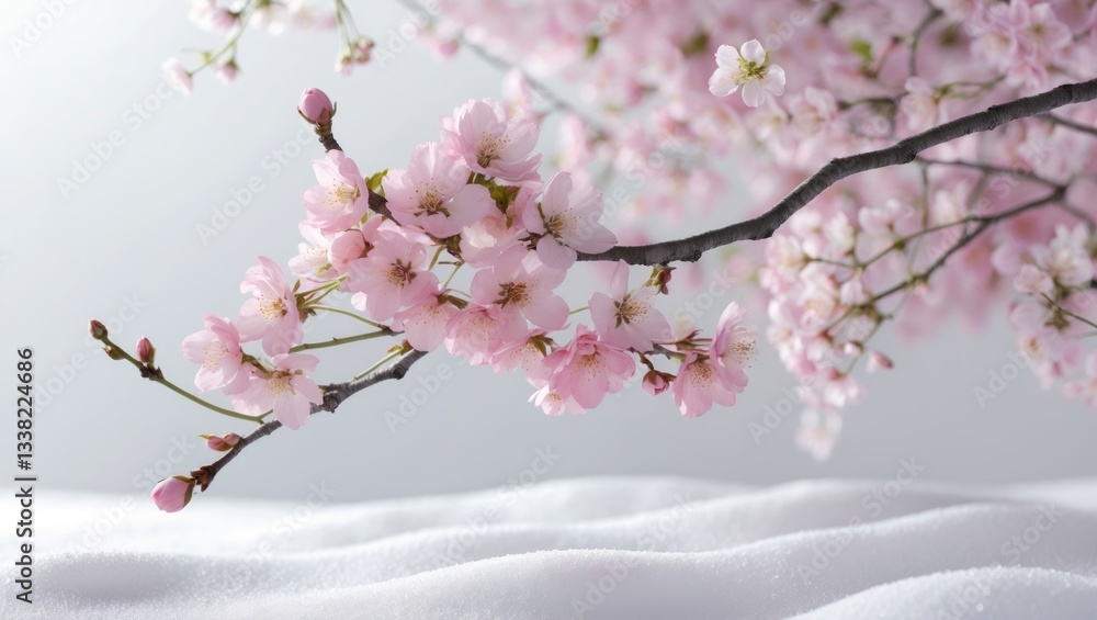 Sakura blossoms separated on a white backdrop Sakura blossoms separated on a white backdrop