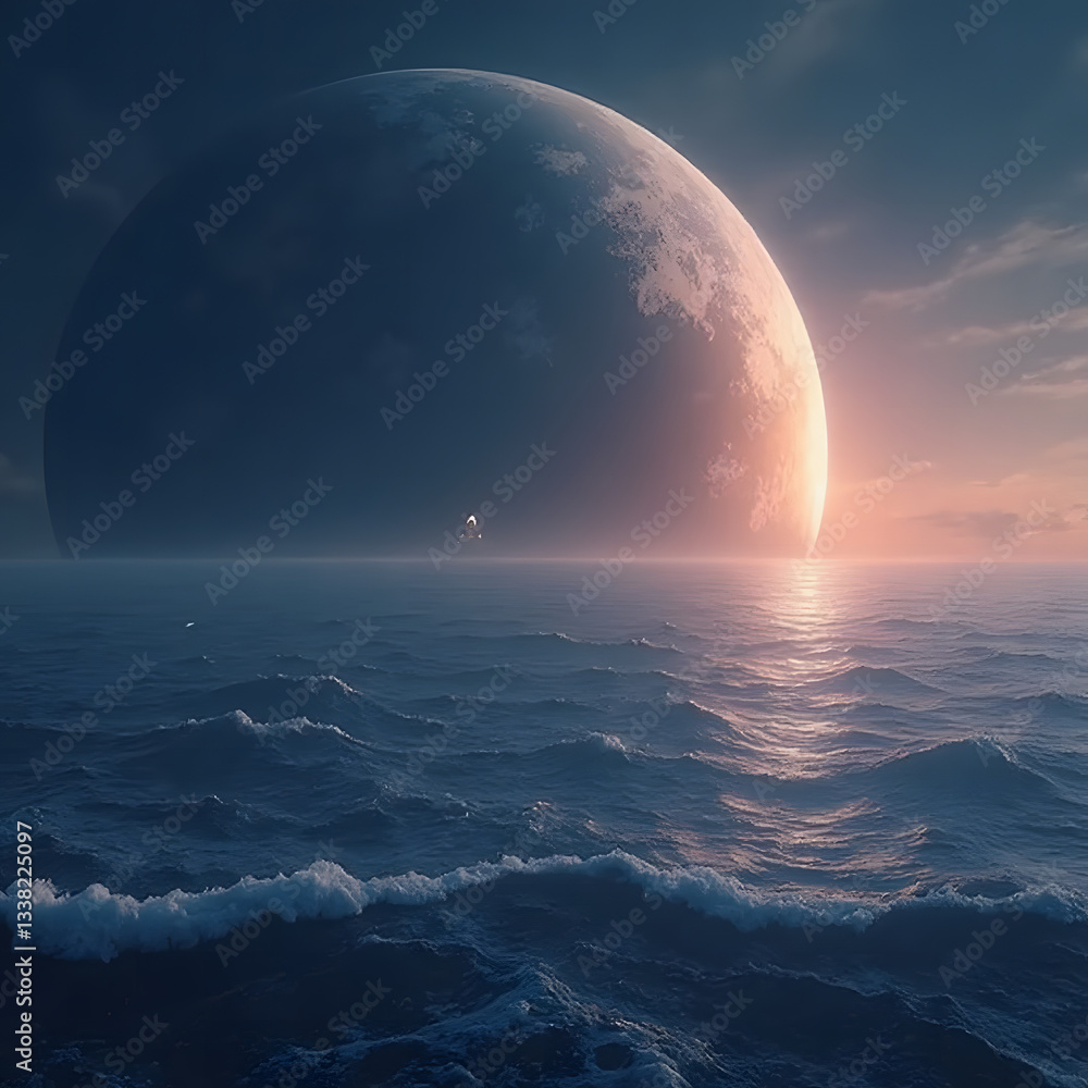 moon over sea moon over sea
