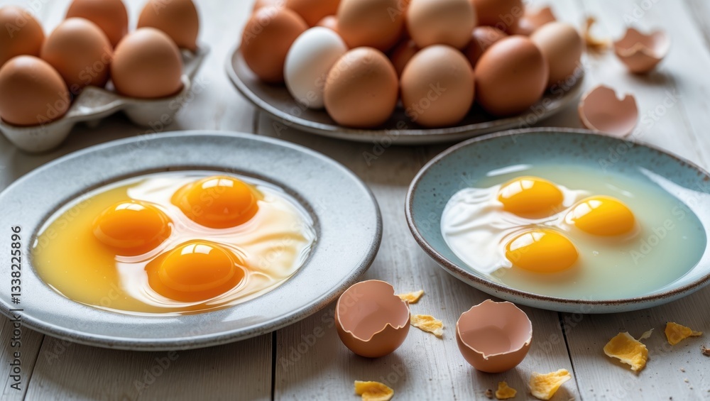 Separated chicken egg protein and yolk Separated chicken egg protein and yolk