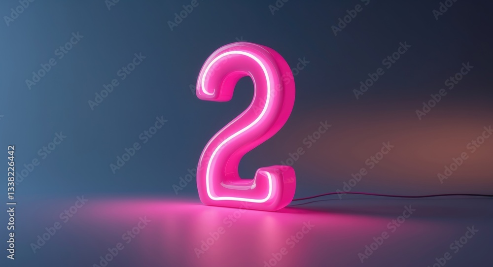 Neon light tube numeral 2 Neon light tube numeral 2