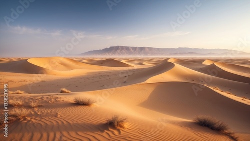 Fototapeta Naklejka Na Ścianę i Meble -  sandy, sahara, environment, climate, sun, sand dune, tourism, heat, natural, remote sand dunes desert