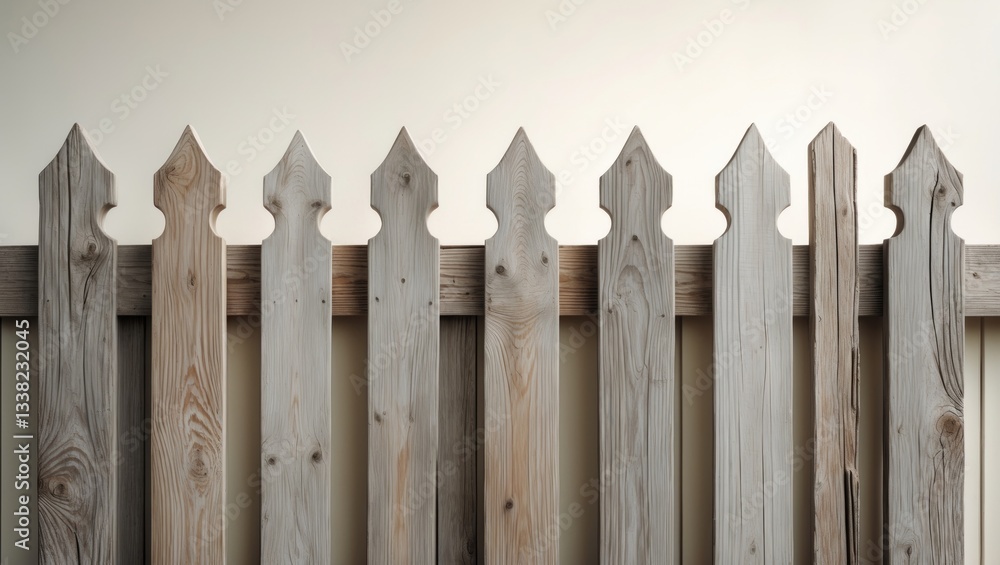 Wooden fence set against a white background. Enclosing structure. Wooden fence set against a white background. Enclosing structure.