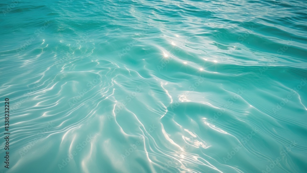 Obraz premium Aquamarine ocean scenery. Turquoise backdrop of clear seawater. Perfect summer getaway. Undulating surface. Ocean water surface. Rippled water of the ocean. Backyard pool gatherings.