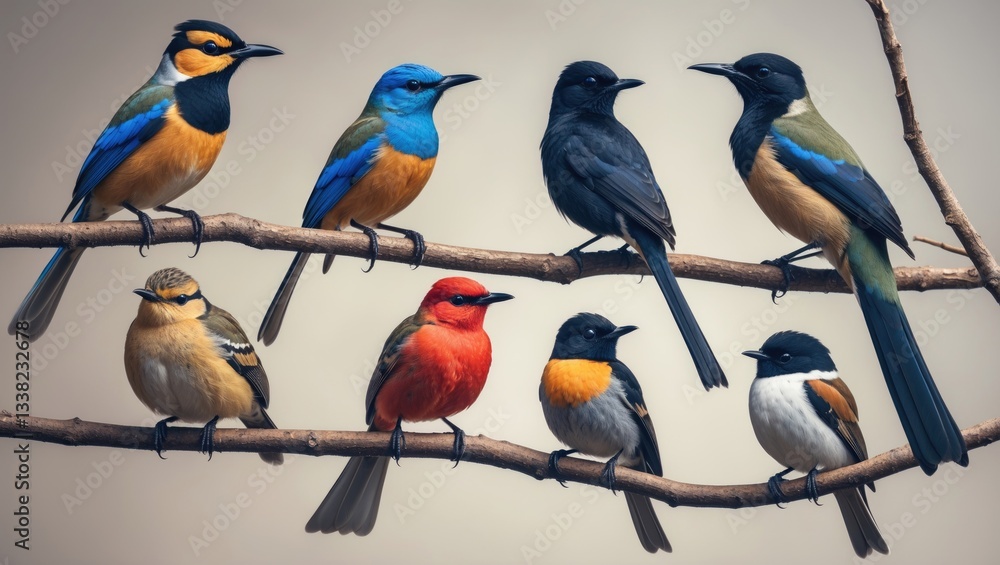 Obraz premium Collection of beautiful birds