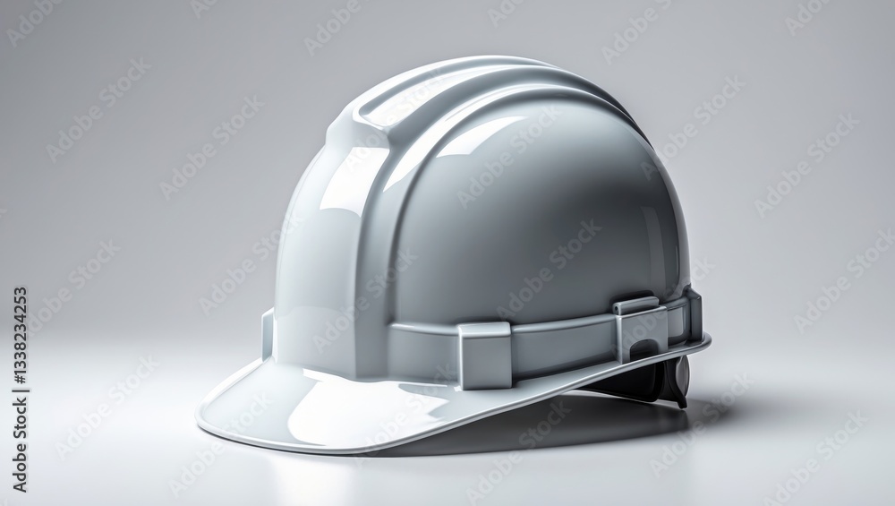 Fototapeta premium White construction helmet against a white background. Protective apparel.