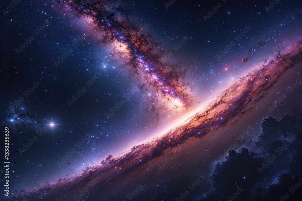 Fototapeta premium Breathtaking Nightscape: A Beautiful Illustration of the Cosmos, Galaxy, and Nebula