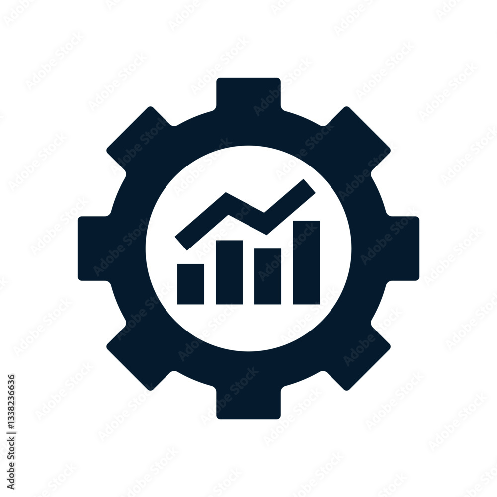 Gear, diagram. Business productivity growth rate concept. Vector linear icon isolated on white background. Gear, diagram. Business productivity growth rate concept. Vector linear icon isolated on white background.