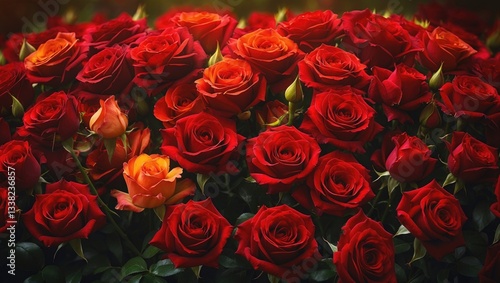 Wallpaper Mural Natural red roses backdrop, floral wall. Torontodigital.ca