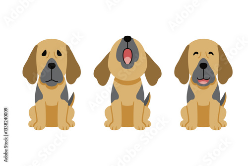 Set of vector cartoon character cute great dane dog for design.