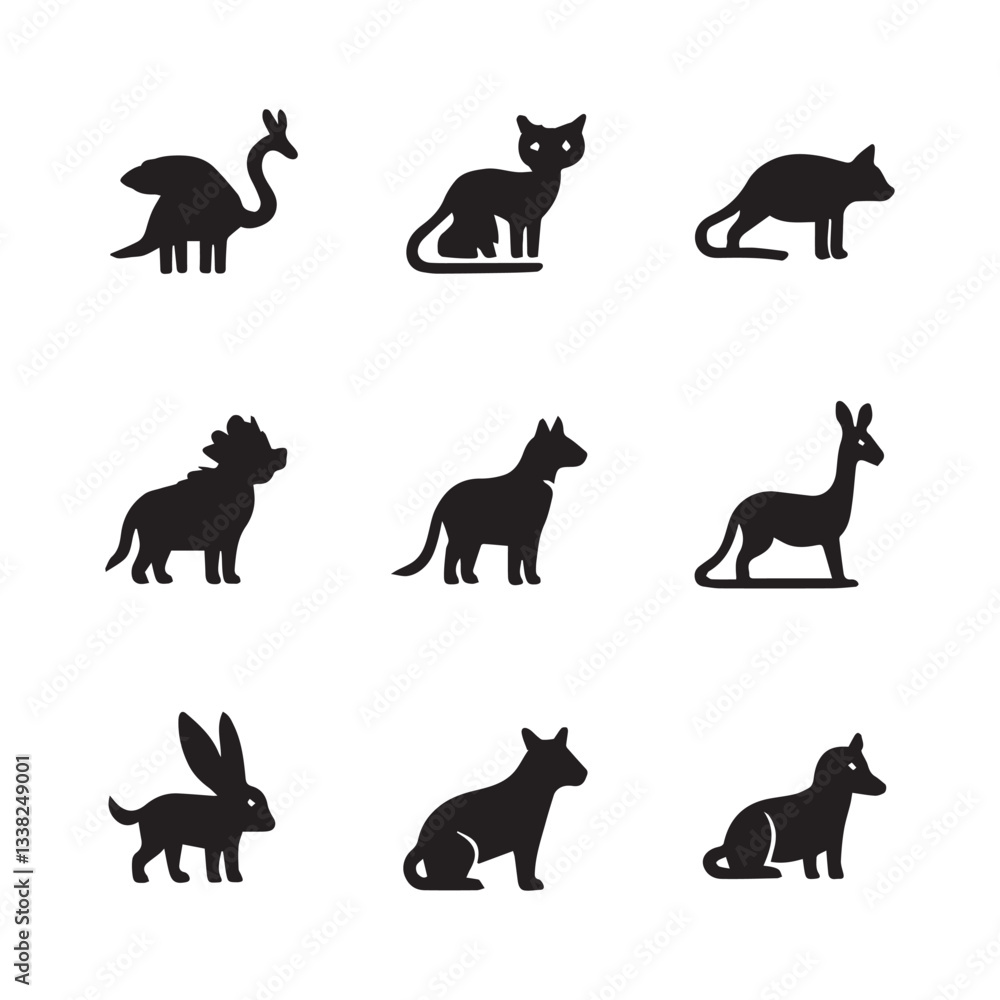 Animals logos collection. Animal logo set. Isolated on White background Animals logos collection. Animal logo set. Isolated on White background