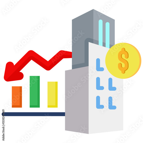 Bankruptcy icon in Flat Color Style. Simple Vector Design. Simple Vector Flat Icon