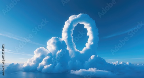 Fototapeta Naklejka Na Ścianę i Meble -  Blue sky with cloud shaped like the number zero.