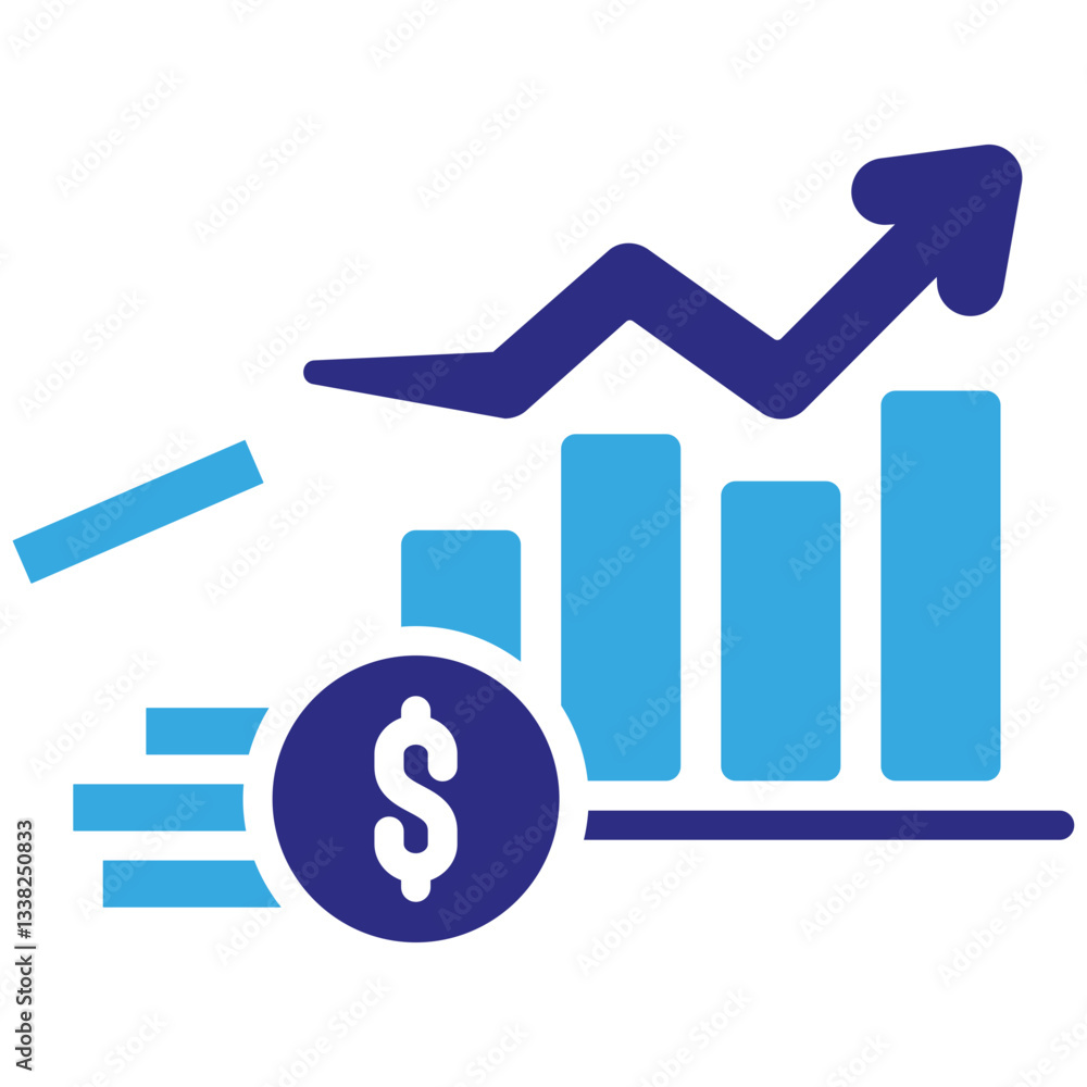 Increase icon in Glyph Dual Color Style. Simple Vector Design. Simple Vector Glyph Icon Increase icon in Glyph Dual Color Style. Simple Vector Design. Simple Vector Glyph Icon