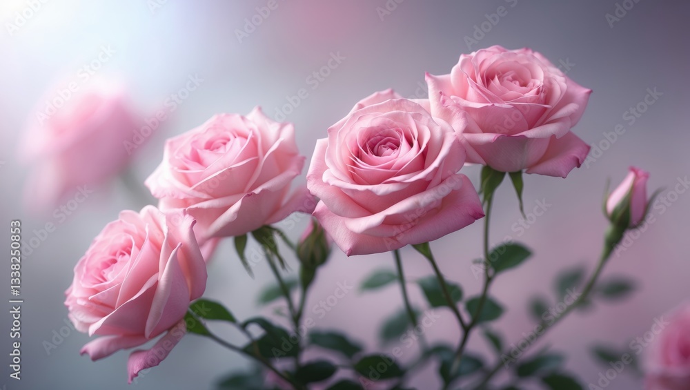 Blurred vertical backdrop featuring three pink roses. Blurred vertical backdrop featuring three pink roses.