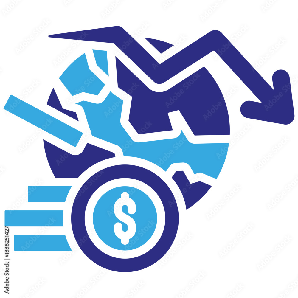Financial Crisis icon in Glyph Dual Color Style. Simple Vector Design. Simple Vector Glyph Icon Financial Crisis icon in Glyph Dual Color Style. Simple Vector Design. Simple Vector Glyph Icon