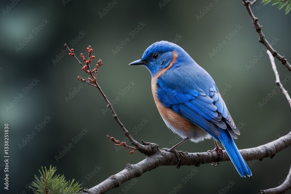 blue little bird on a branch with bokeh background blue little bird on a branch with bokeh background