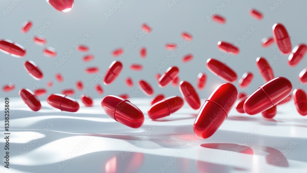 Flying omega 3 capsules drifting against a white backdrop. Flying omega 3 capsules drifting against a white backdrop.