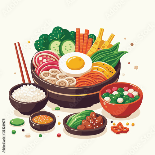 bibimbap, asian, cuisine, meal, healthy, delicious, food, rice, gourmet, korean food, vegetable, cooking, dinner, fresh, colorful, bowl, lunch, traditional, dish, egg, beef, spicy, korean, carrot, mea