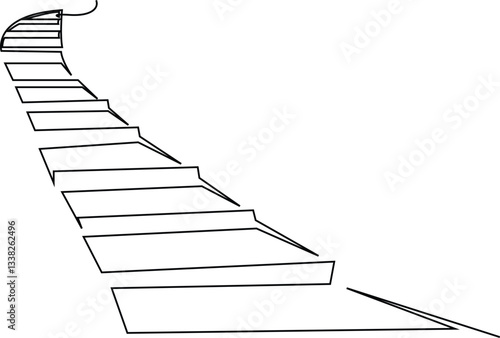stairs step by step up target future one line art design vector. Eps 10.