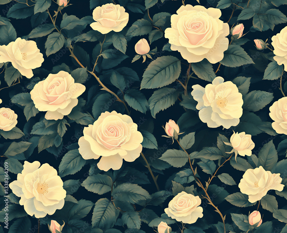 custom made wallpaper toronto digitaldesign an elegant pattern featuring delicate pastel pink and white roses,