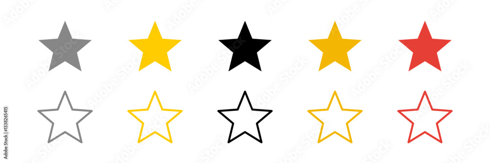 Star icon. Isolated star set. Stars vector shape. Yellow star symbol. Star icon. Isolated star set. Stars vector shape. Yellow star symbol.