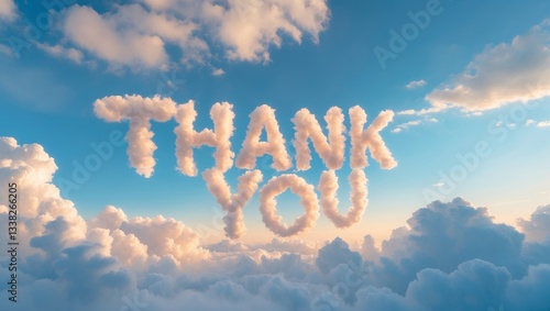 Thank you message in the sky made of clouds.