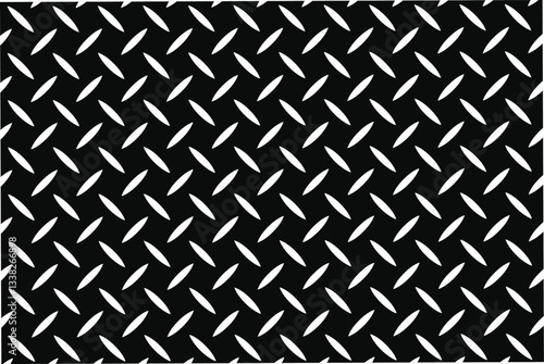 black and white metal tread diamond plate pattern steel texture flat illustration wallpaper background