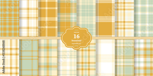 Modern Seamless Tartan featuring Bright Canary and Warm Honey Textile Design