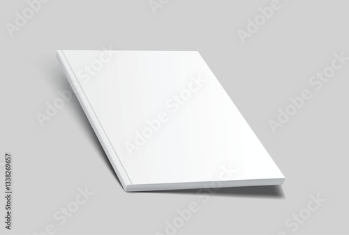 Vector realistic 3d magazine mockup with white blank cover isolated on background. For the business presentation magazine, notebook, booklet, brochure, catalogue or a publisher advertising corporate
