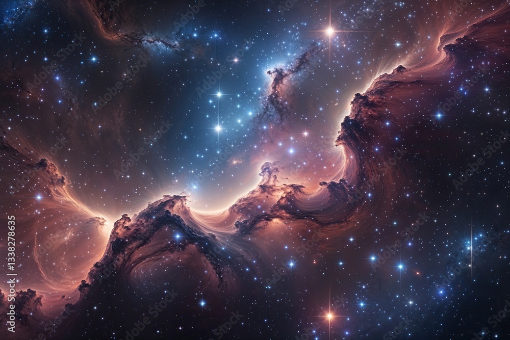 Fototapeta premium Stunning Cosmic Adventure Through a Majestic Nebula and Twinkling Stars