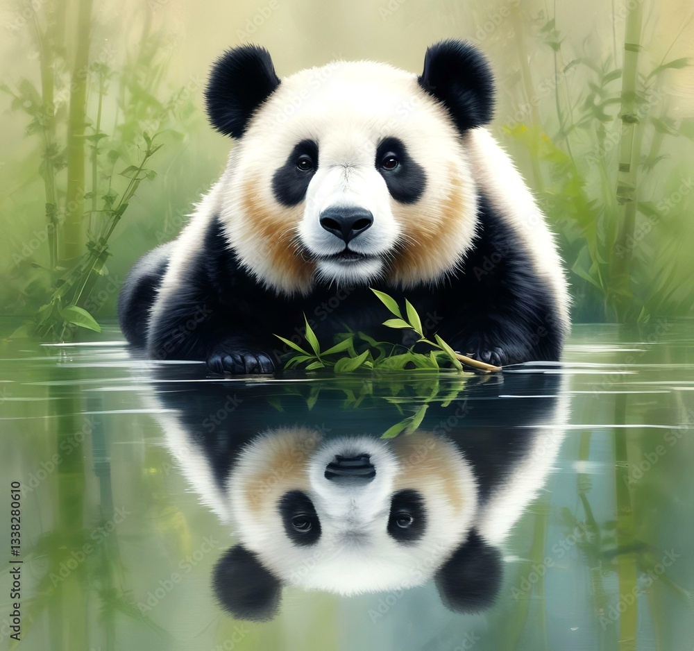 Fototapeta premium Illustration of wild animal panda.