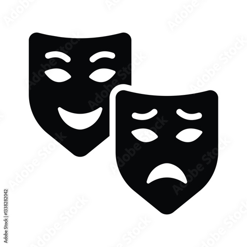 Get a sight of this unique glyph icon of comedy masks
