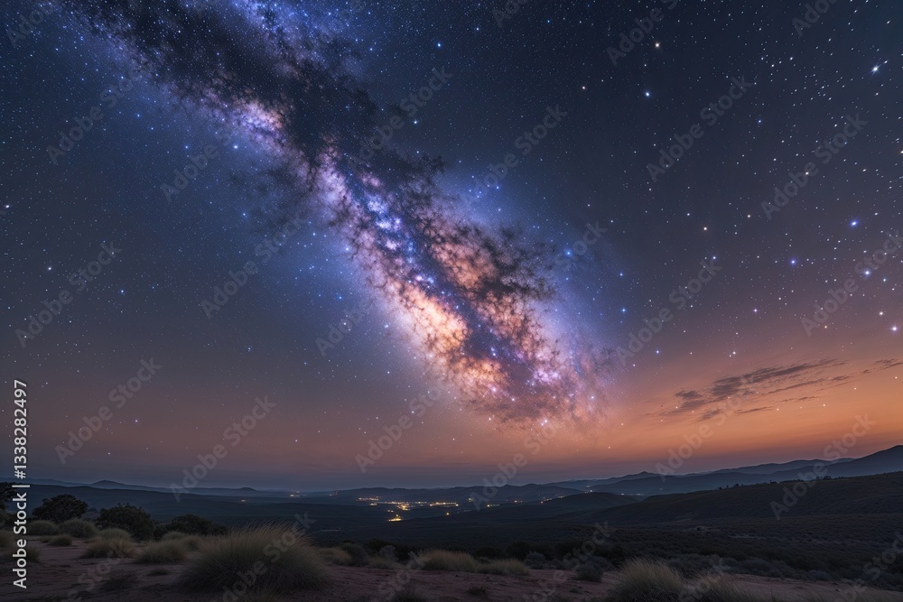 Endless Stunning Milky Way with Glittering Star Constellations and Nebula Over Evening Horizon Endless Stunning Milky Way with Glittering Star Constellations and Nebula Over Evening Horizon