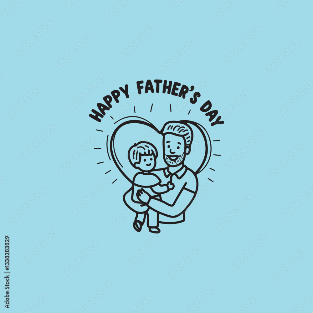 Happy Father's Day Dad and Son Heart Illustration Happy Father's Day Dad and Son Heart Illustration