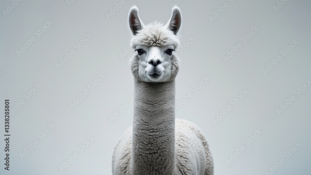 Obraz premium Medium grey alpaca gazing at the camera.