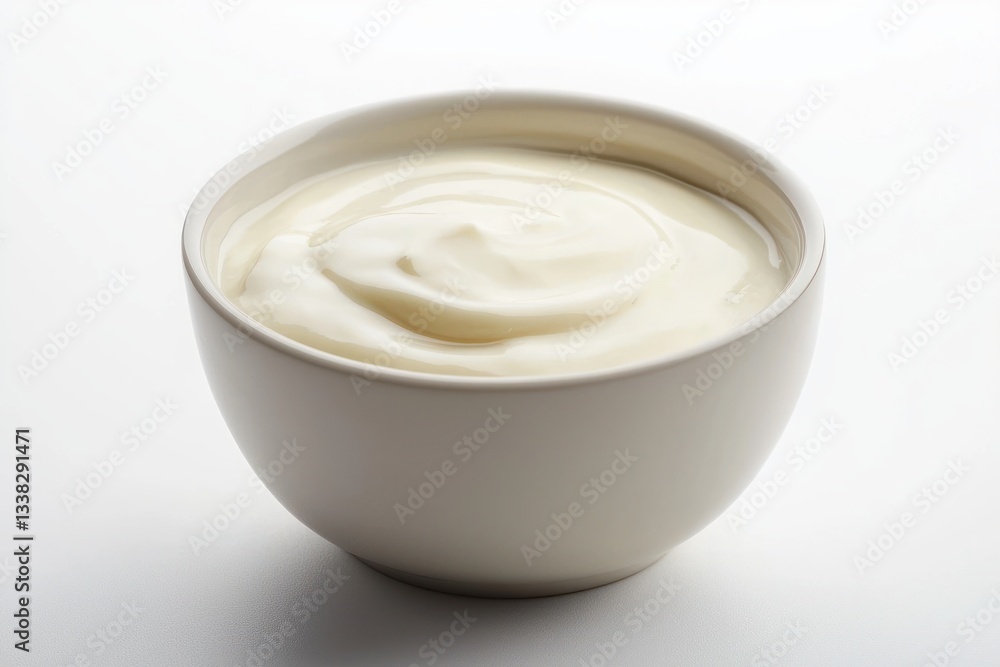 Creamy Delight in a Porcelain Bowl Smooth Texture White Background Simple Presentation Nutrition Concept Delicious Taste Healthy Food Creamy Delight in a Porcelain Bowl Smooth Texture White Background Simple Presentation Nutrition Concept Delicious Taste Healthy Food