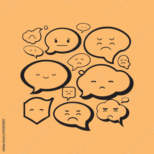 Collection of speech bubbles expressing different emotions