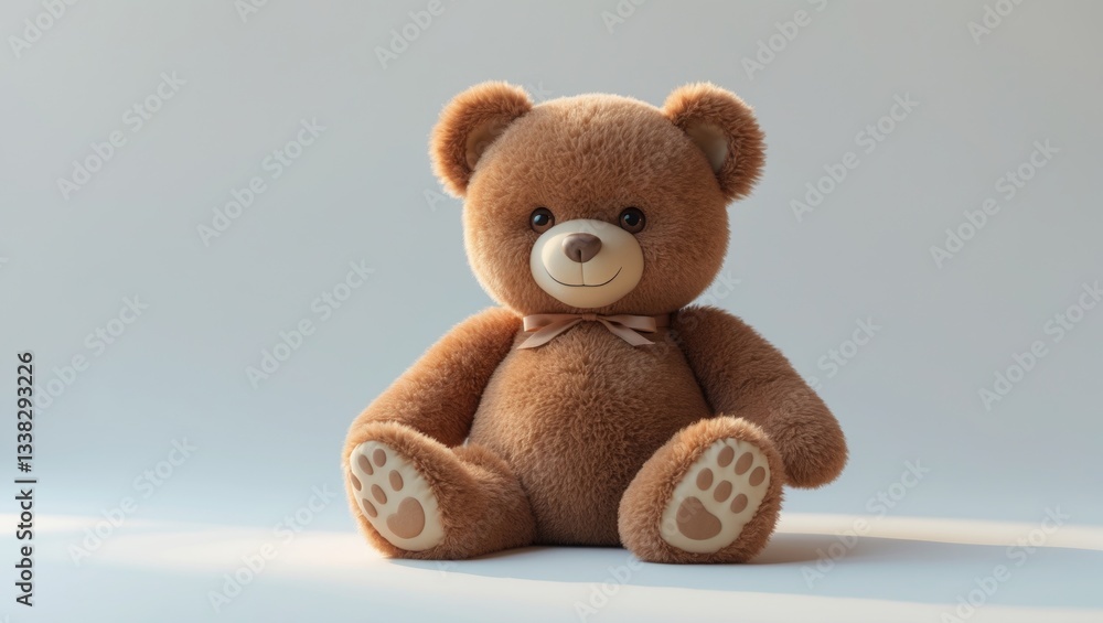 Obraz premium Lovely brown teddy bear on a white background, mock-up for celebration card.