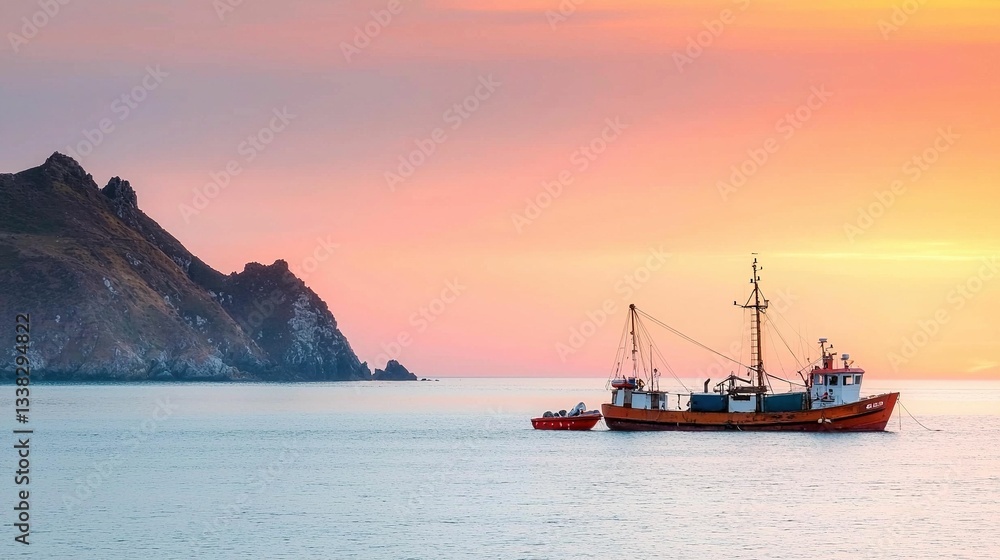 Fototapeta premium Fishing boat at sunrise