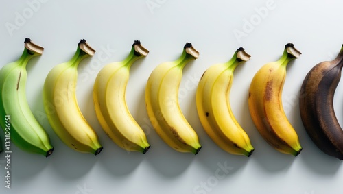 Ripening phases of banana set against a plain background.